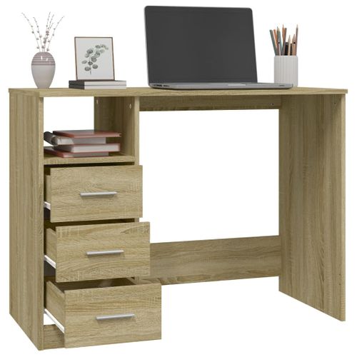 Bureau Avec Tiroirs Chêne Sonoma 102x50x76 Cm Bois D'ingénierie
