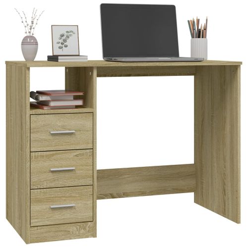 Bureau Avec Tiroirs Chêne Sonoma 102x50x76 Cm Bois D'ingénierie