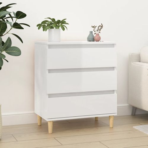 Buffet Blanc Brillant 60x35x70 Cm Bois Contreplaqué