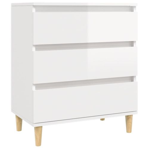 Buffet Blanc Brillant 60x35x70 Cm Bois Contreplaqué
