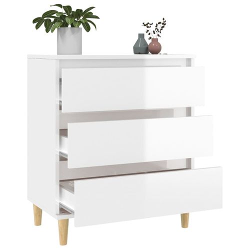 Buffet Blanc Brillant 60x35x70 Cm Bois Contreplaqué