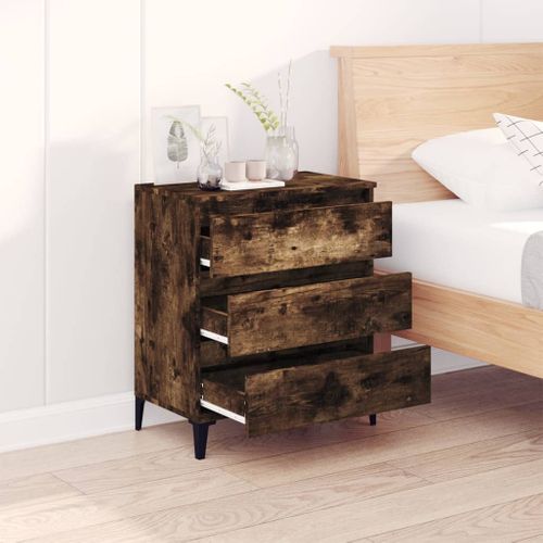 Buffet Chêne Fumé 60x35x70 Cm Bois Contreplaqué