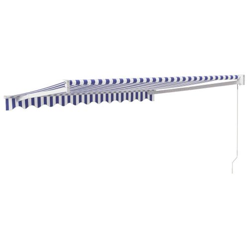 Auvent Rétractable Bleu Et Blanc 3x2,5 M Tissu Et Aluminium