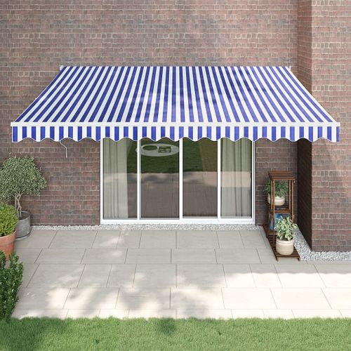 Auvent Rétractable Bleu Et Blanc 4x3 M Tissu Et Aluminium