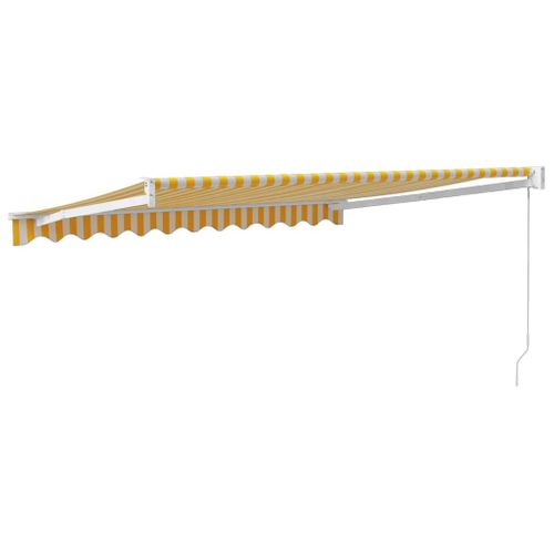 Auvent Rétractable Jaune Et Blanc 3x2,5 M Tissu Et Aluminium