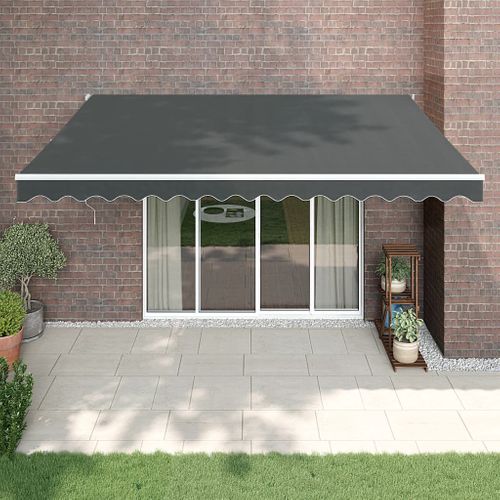 Auvent Rétractable Anthracite 4x3 M Tissu Et Aluminium