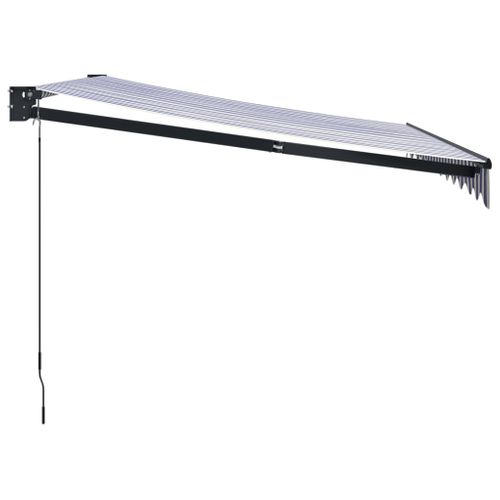 Auvent Rétractable Bleu Et Blanc 3,5x2,5 M Tissu Et Aluminium