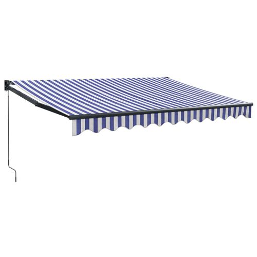 Auvent Rétractable Bleu Et Blanc 3,5x2,5 M Tissu Et Aluminium