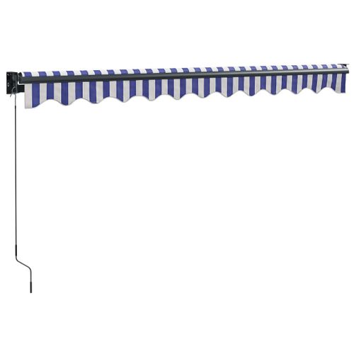 Auvent Rétractable Bleu Et Blanc 3,5x2,5 M Tissu Et Aluminium
