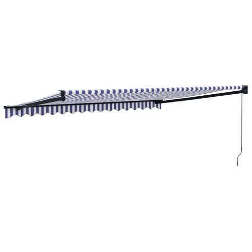 Auvent Rétractable Bleu Et Blanc 4,5x3 M Tissu Et Aluminium