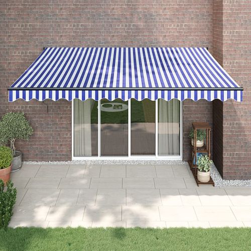 Auvent Rétractable Bleu Et Blanc 4,5x3 M Tissu Et Aluminium