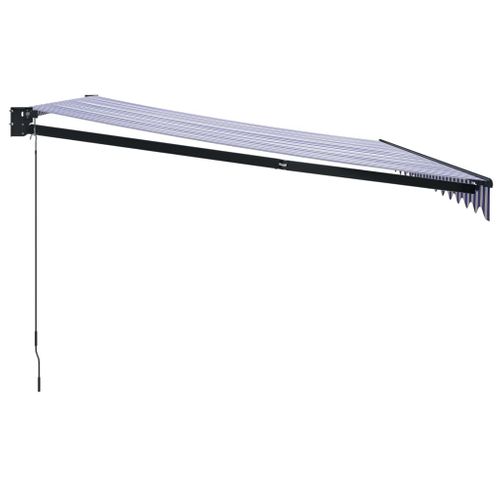 Auvent Rétractable Bleu Et Blanc 4,5x3 M Tissu Et Aluminium