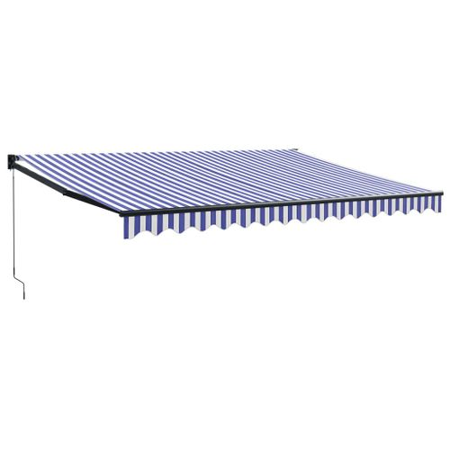 Auvent Rétractable Bleu Et Blanc 4,5x3 M Tissu Et Aluminium