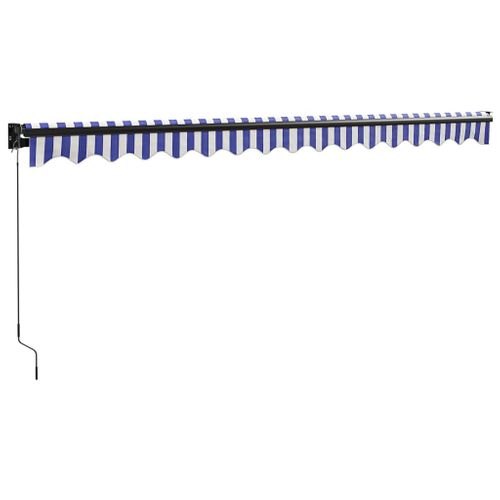 Auvent Rétractable Bleu Et Blanc 4,5x3 M Tissu Et Aluminium