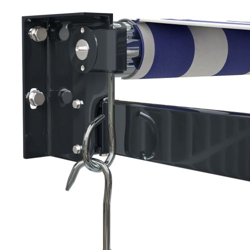 Auvent Rétractable Bleu Et Blanc 4,5x3 M Tissu Et Aluminium