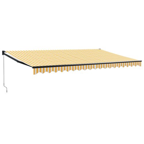 Auvent Rétractable Jaune Et Blanc 5x3 M Tissu Et Aluminium