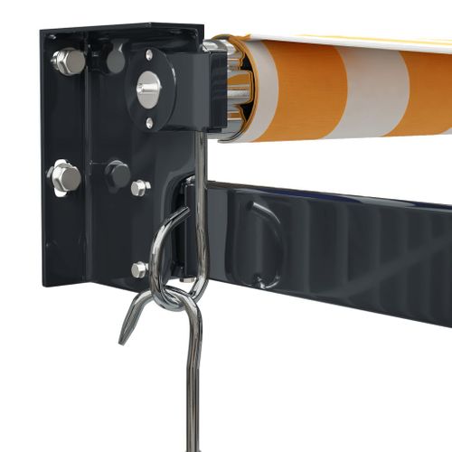 Auvent Rétractable Jaune Et Blanc 5x3 M Tissu Et Aluminium