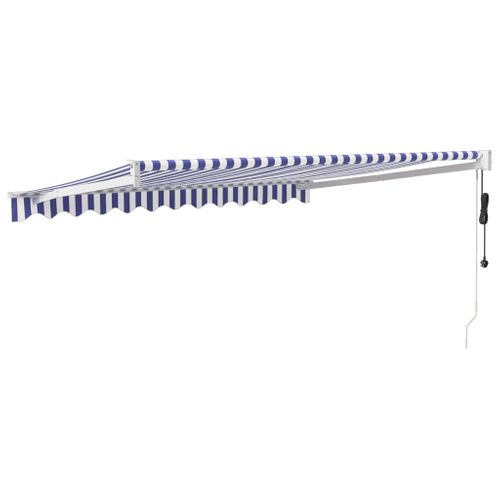 Auvent Rétractable Automatique Bleu Et Blanc 3,5x2,5 M