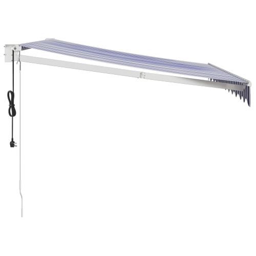 Auvent Rétractable Automatique Bleu Et Blanc 3,5x2,5 M