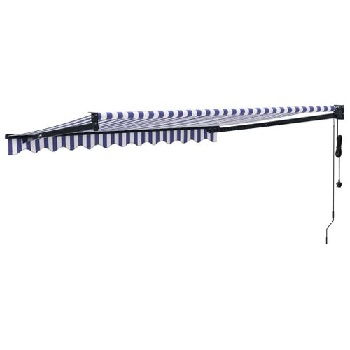 Auvent Rétractable Automatique Bleu Et Blanc 3,5x2,5 M