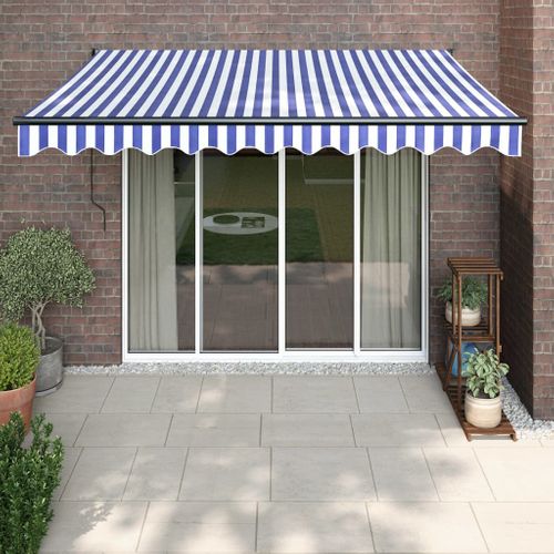 Auvent Rétractable Automatique Bleu Et Blanc 3,5x2,5 M