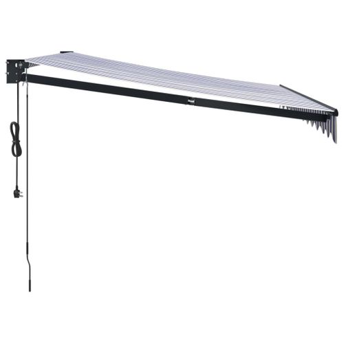 Auvent Rétractable Automatique Bleu Et Blanc 3,5x2,5 M