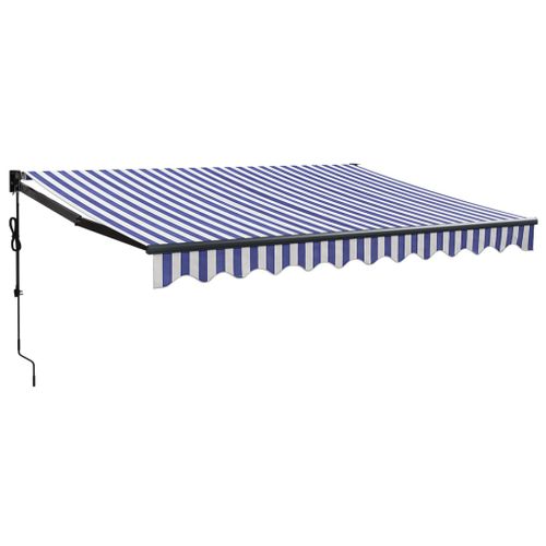 Auvent Rétractable Automatique Bleu Et Blanc 3,5x2,5 M