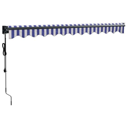 Auvent Rétractable Automatique Bleu Et Blanc 3,5x2,5 M
