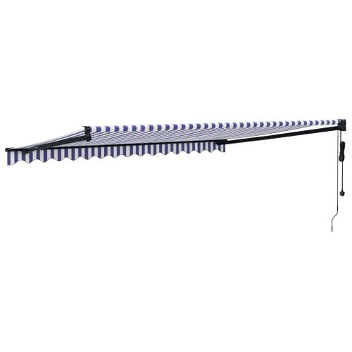 Auvent Rétractable Automatique Bleu Et Blanc 4,5x3 M