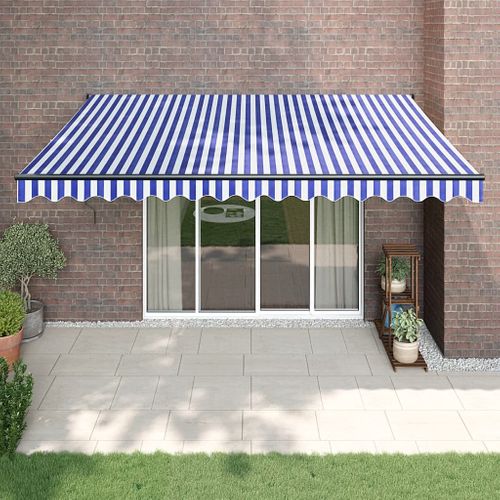 Auvent Rétractable Automatique Bleu Et Blanc 4,5x3 M