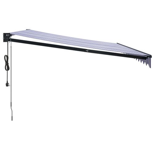 Auvent Rétractable Automatique Bleu Et Blanc 4,5x3 M