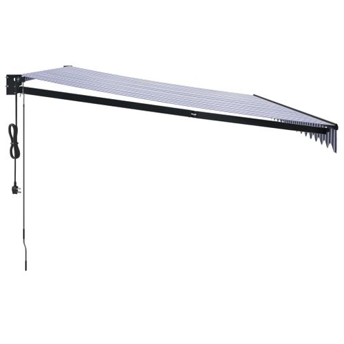 Auvent Rétractable Automatique Bleu Et Blanc 5x3 M
