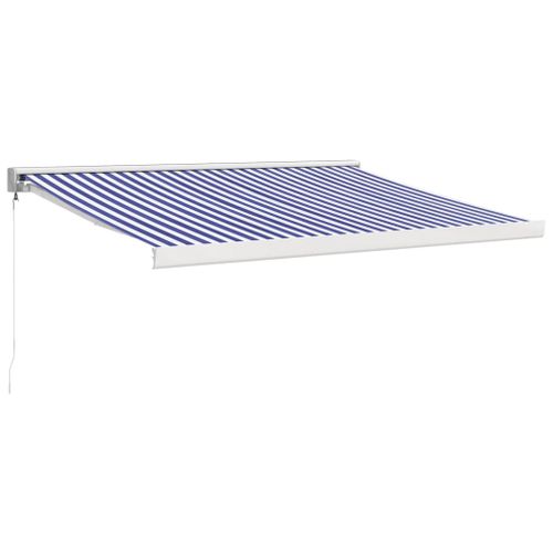 Auvent Rétractable Bleu Et Blanc 3,5x2,5 M Tissu Et Aluminium