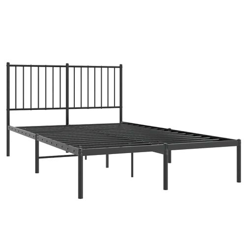 Cadre De Lit Métal Sans Matelas Avec Tête De Lit Noir 120x190cm