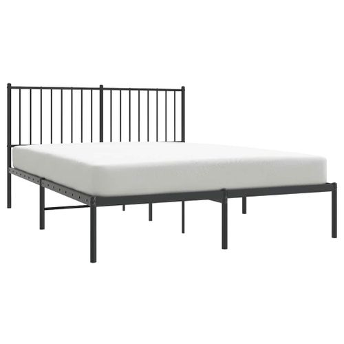 Cadre De Lit Métal Sans Matelas Avec Tête De Lit Noir 135x190cm