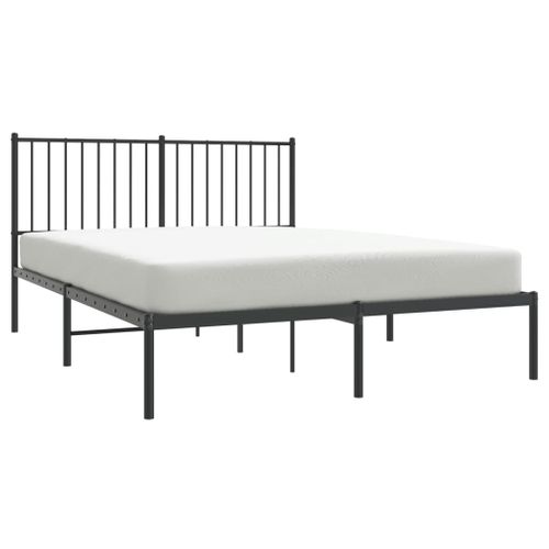 Cadre De Lit Métal Sans Matelas Avec Tête De Lit Noir 140x190cm