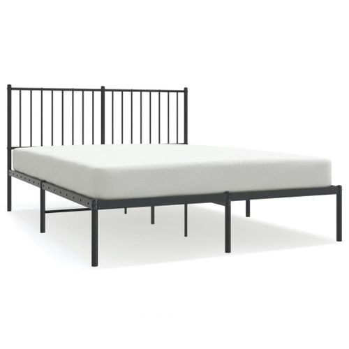 Cadre De Lit Métal Sans Matelas Avec Tête De Lit Noir 140x190cm