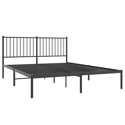Cadre De Lit Métal Sans Matelas Avec Tête De Lit Noir 150x200cm