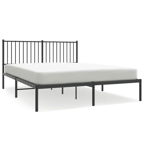Cadre De Lit Métal Sans Matelas Avec Tête De Lit Noir 150x200cm