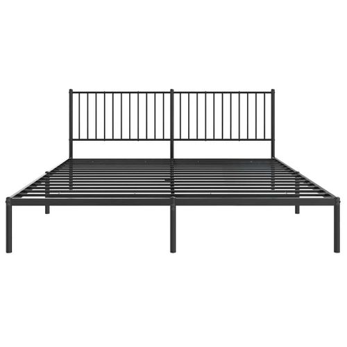 Cadre De Lit 180 X 200 Cm En Métal Avec Tête De Lit Noire Et Espace De Rangement Robuste