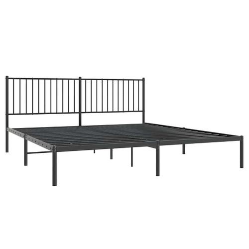 Cadre De Lit Métal Sans Matelas Avec Tête De Lit Noir 183x213cm