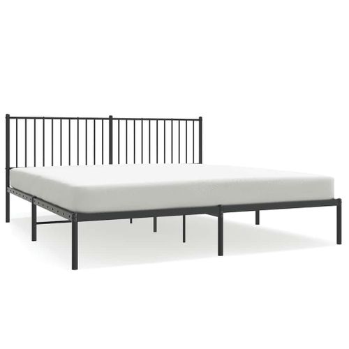 Cadre De Lit Métal Sans Matelas Avec Tête De Lit Noir 183x213cm