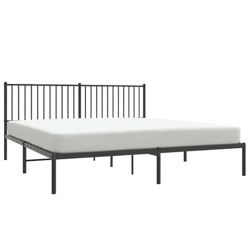 Cadre De Lit Métal Sans Matelas Avec Tête De Lit Noir 183x213cm