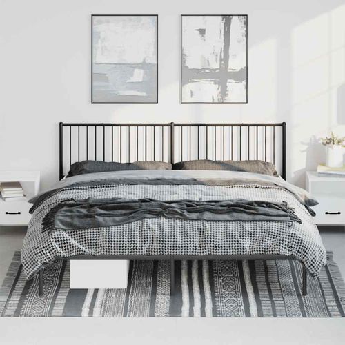 Cadre De Lit Métal Sans Matelas Avec Tête De Lit Noir 193x203cm