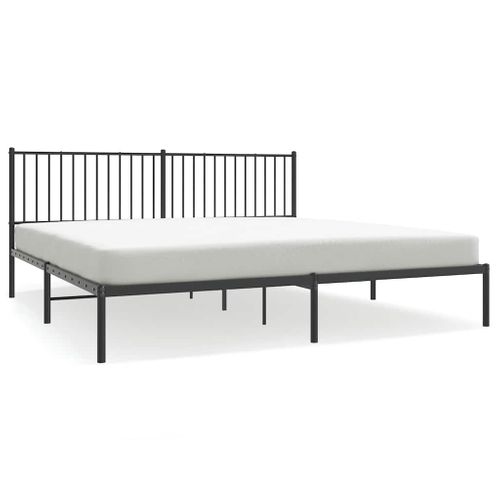 Cadre De Lit Métal Sans Matelas Avec Tête De Lit Noir 193x203cm