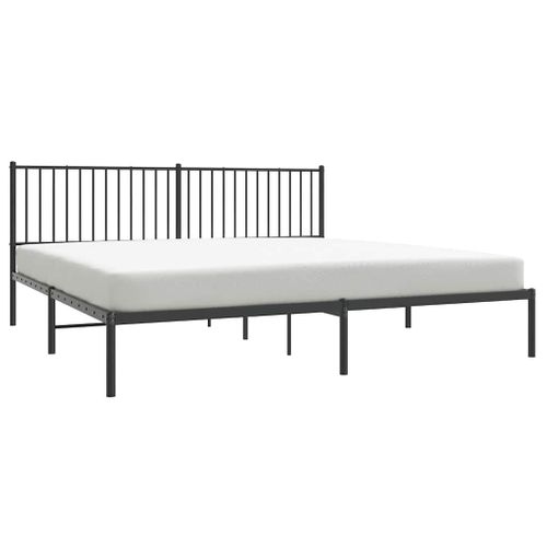 Cadre De Lit Métal Sans Matelas Avec Tête De Lit Noir 193x203cm