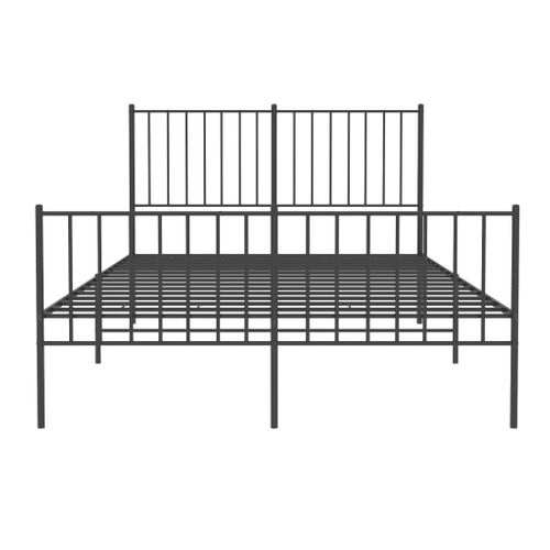 Cadre De Lit Métal Sans Matelas Avec Pied De Lit Noir 120x190cm
