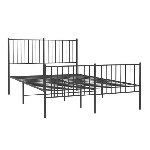 Cadre De Lit Métal Sans Matelas Avec Pied De Lit Noir 140x190cm