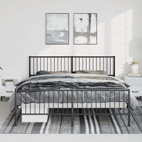 Cadre De Lit Métal Sans Matelas Avec Pied De Lit Noir 183x213cm