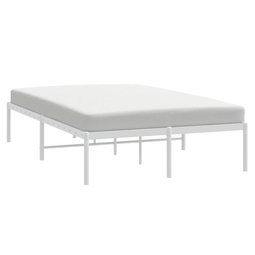 Cadre De Lit Métal Sans Matelas Blanc 120x200 Cm